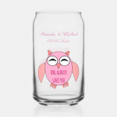 Cute Love Message Owl Custom Wedding Blikvorm Glas (Voorkant)