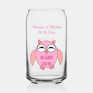 Cute Love Message Owl Custom Wedding Blikvorm Glas