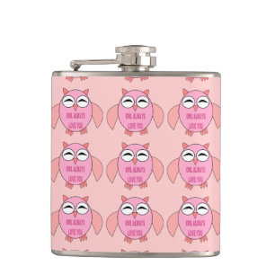 Cute Love Message Owl Flask Heupfles