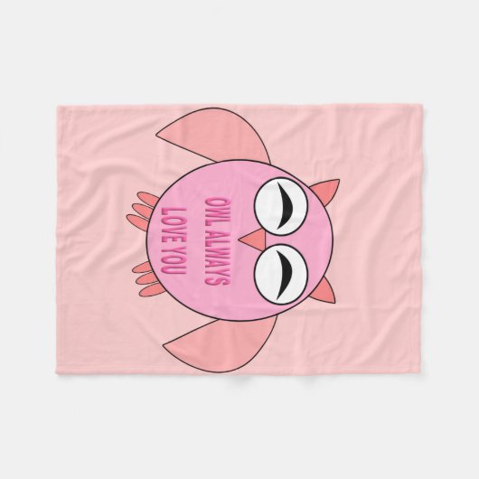 Cute Love Message Owl Fleece Blanket (Voorkant (Horizontaal))