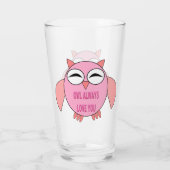 Cute Love Message Owl Glas (Achterkant)