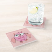 Cute Love Message Owl Glass Onderzetter (Schuin)