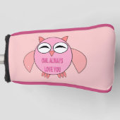 Cute Love Message Owl Golf Putter Hoesje Golfheadcover (Voorkant)