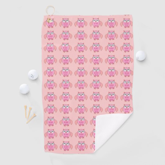 Cute Love Message Owl Golfhanddoek (Insitu)