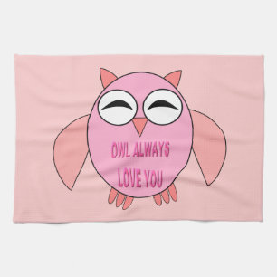 Cute Love Message Owl Kitchen Towel Theedoek