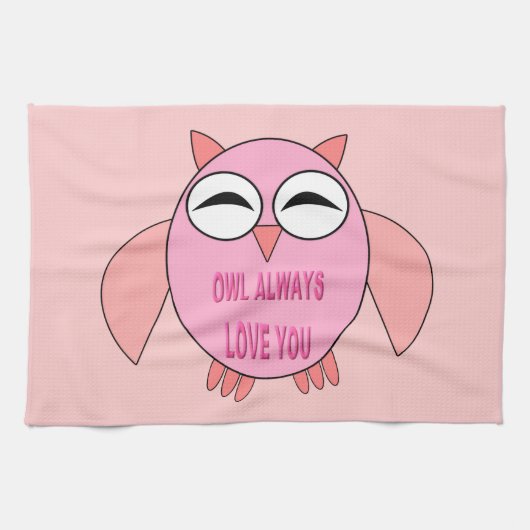 Cute Love Message Owl Kitchen Towel Theedoek (Horizontaal)