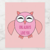 Cute Love Message Owl Labels Wijn Etiket (Enkel label)