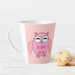 Cute Love Message Owl Latte Mok