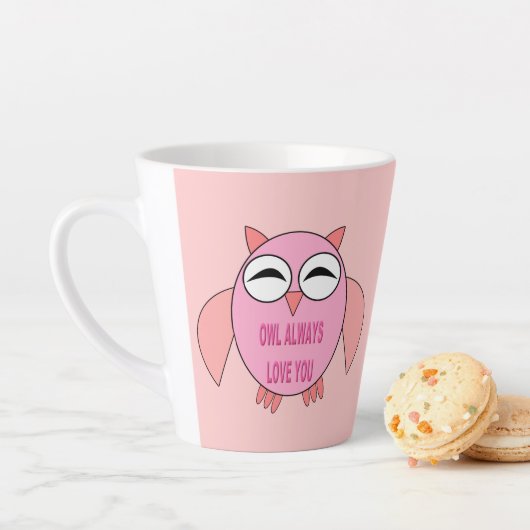 Cute Love Message Owl Latte Mok (In situ)