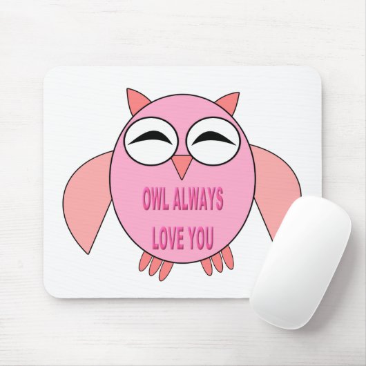 Cute Love Message Owl Mousepad Muismat (Met muis)