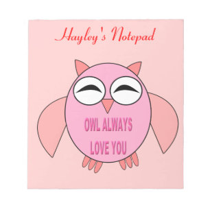 Cute Love Message Owl  Notepad Notitieblok