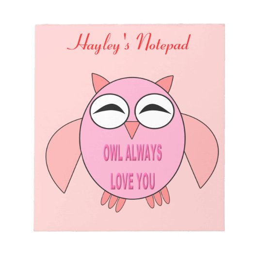 Cute Love Message Owl Notepad Notitieblok (Voorkant)