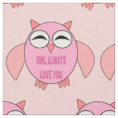 Cute Love Message Owl Pattered Craft Fabric Stof (Close Up)