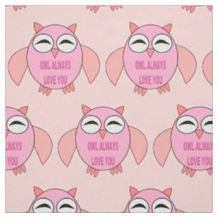 Cute Love Message Owl Pattered Craft Fabric Stof