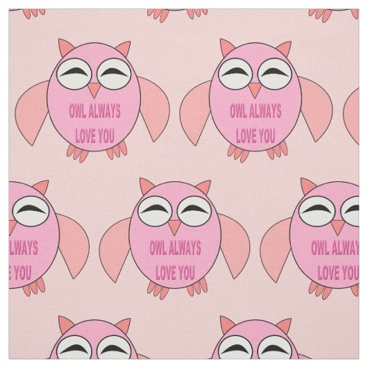 Cute Love Message Owl Pattered Craft Fabric Stof (Swatch)
