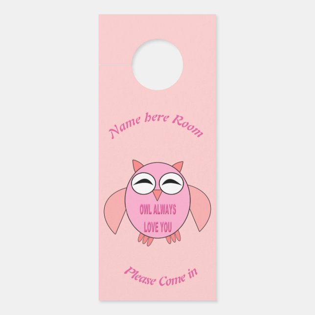Cute Love Message Owl Personalized Deurhanger (Voorkant)