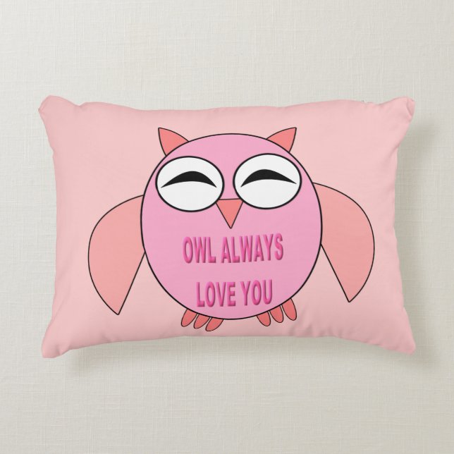 Cute Love Message Owl Pillow Accent Kussen (Voorkant)