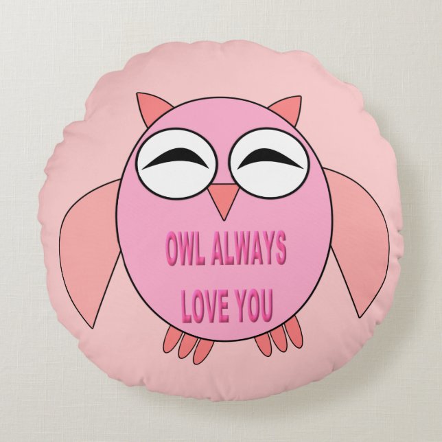 Cute Love Message Owl Pillow Rond Kussen (Voorkant)