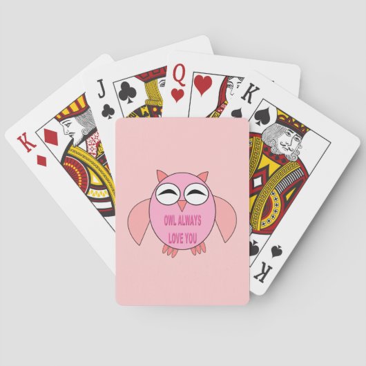Cute Love Message Owl Plays cards Speelkaarten (Achterkant)