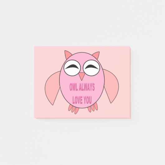 Cute Love Message Owl Post it Notes Pad (Voorkant)
