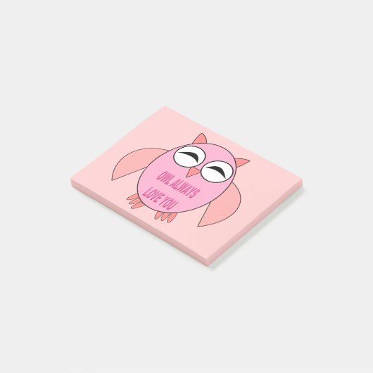 Cute Love Message Owl Post it Notes Pad (Schuin)