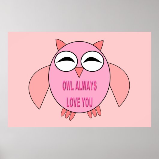 Cute Love Message Owl Poster (Voorkant)