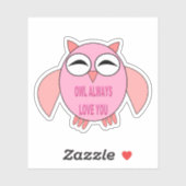 Cute Love Message Owl Shaped Sticker (Vel)