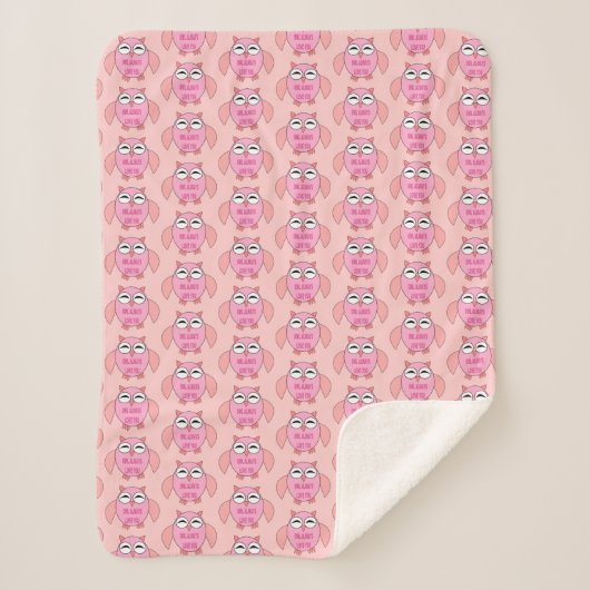Cute Love Message Owl Sherpa Blanket Deken (Voorkant)