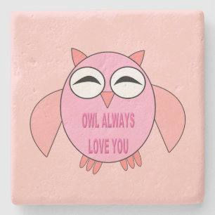 Cute Love Message Owl Stone Onderzetter