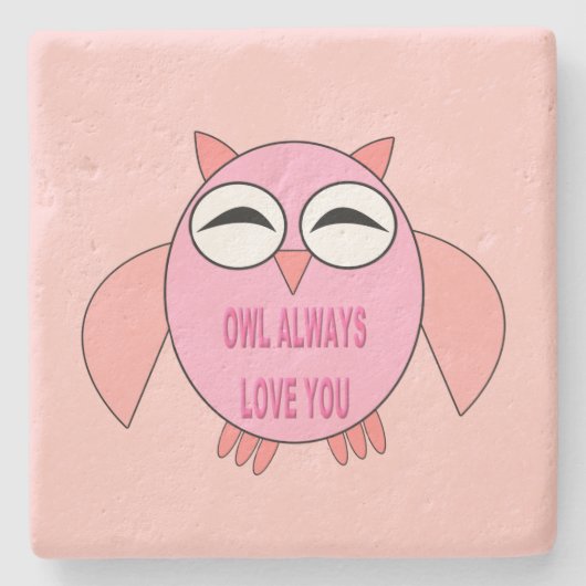 Cute Love Message Owl Stone Onderzetter (Voorkant)