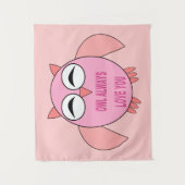 Cute Love Message Owl Tapestry Wandkleed (Voorkant)
