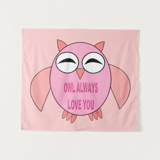 Cute Love Message Owl Tapestry Wandkleed (Voorkant (horizontaal))