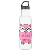 Cute Love Message Owl Waterfles (Voorkant)