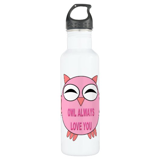Cute Love Message Owl Waterfles (Voorkant)