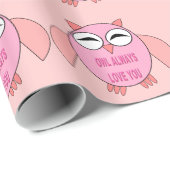 Cute Love Message Owl Wrapping Paper Cadeaupapier (Rol Hoek)
