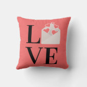 Cute Love met liefdesbriefkussen modern stoffig ro Kussen (Achterkant)