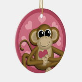 Cute Love Monkey Pink keramische siervormgeving Keramisch Ornament (Rechts)