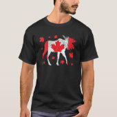 Cute Love Moose in Maple Leaf Canadian Flag Happy T-shirt (Voorkant)