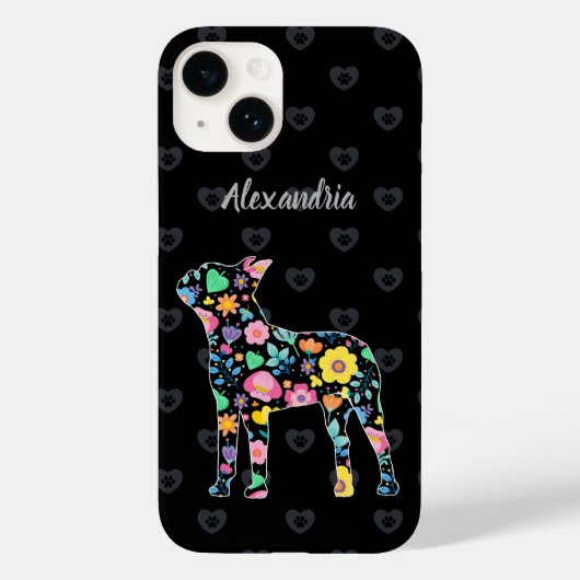 Cute Love My Boston Terrier Floral Design Case-Mate iPhone Case (Achterkant)