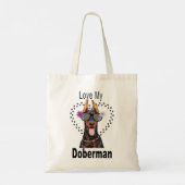 Cute Love My Doberman Tote Bag (Achterkant)