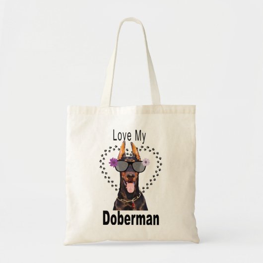 Cute Love My Doberman Tote Bag (Voorkant)