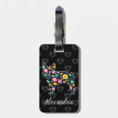 Cute Love My French Bulldog Floral Design Bagagelabel (Achterkant verticaal)