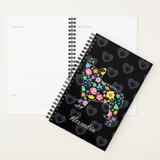 Cute Love My French Bulldog Floral Design Planner (Display)