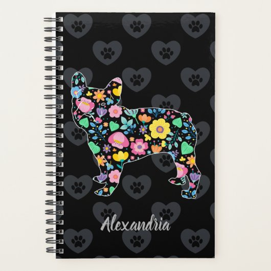 Cute Love My French Bulldog Floral Design Planner (Voorkant)