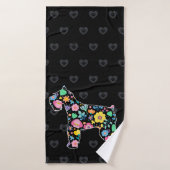 Cute Love My Schnauzer floral design Badhanddoek (Badhanddoek)