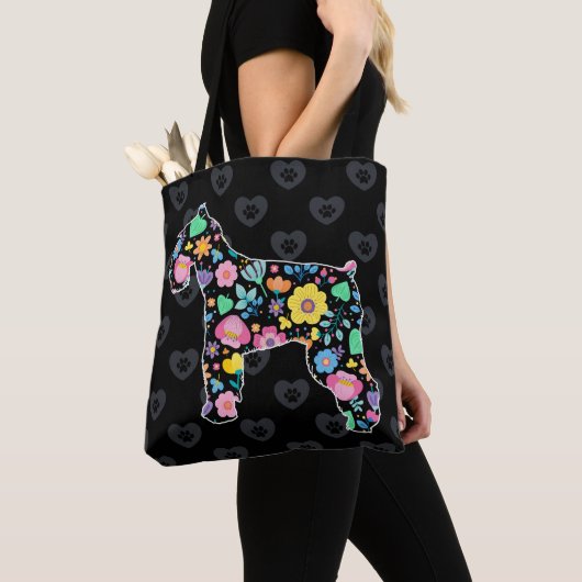 Cute Love My Schnauzer floral design Tote Bag (Dichtbij)