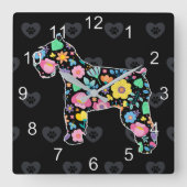 Cute Love My Schnauzer floral design Vierkante Klok (Voorkant)