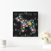 Cute Love My Schnauzer floral design Vierkante Klok (Huis)