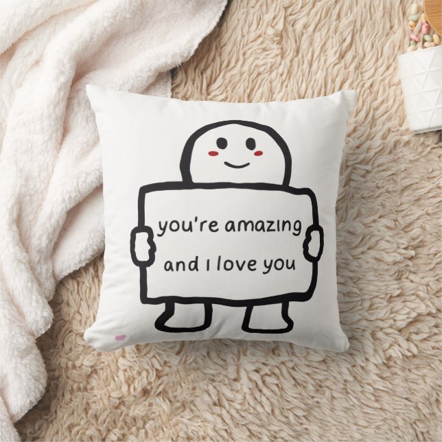 Cute Love Note Character Throw Pillow Kussen (Deken)