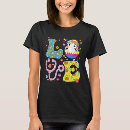 Cute Love Nurse Life Stethoscope Scrub Eggs Easter T-shirt (Voorkant)